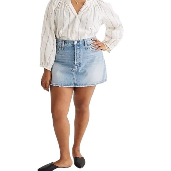 Madewell Rigid Denim Relaxed Mini Skirt in‎ Northdale Wash Size 27 - Picture 2 of 6